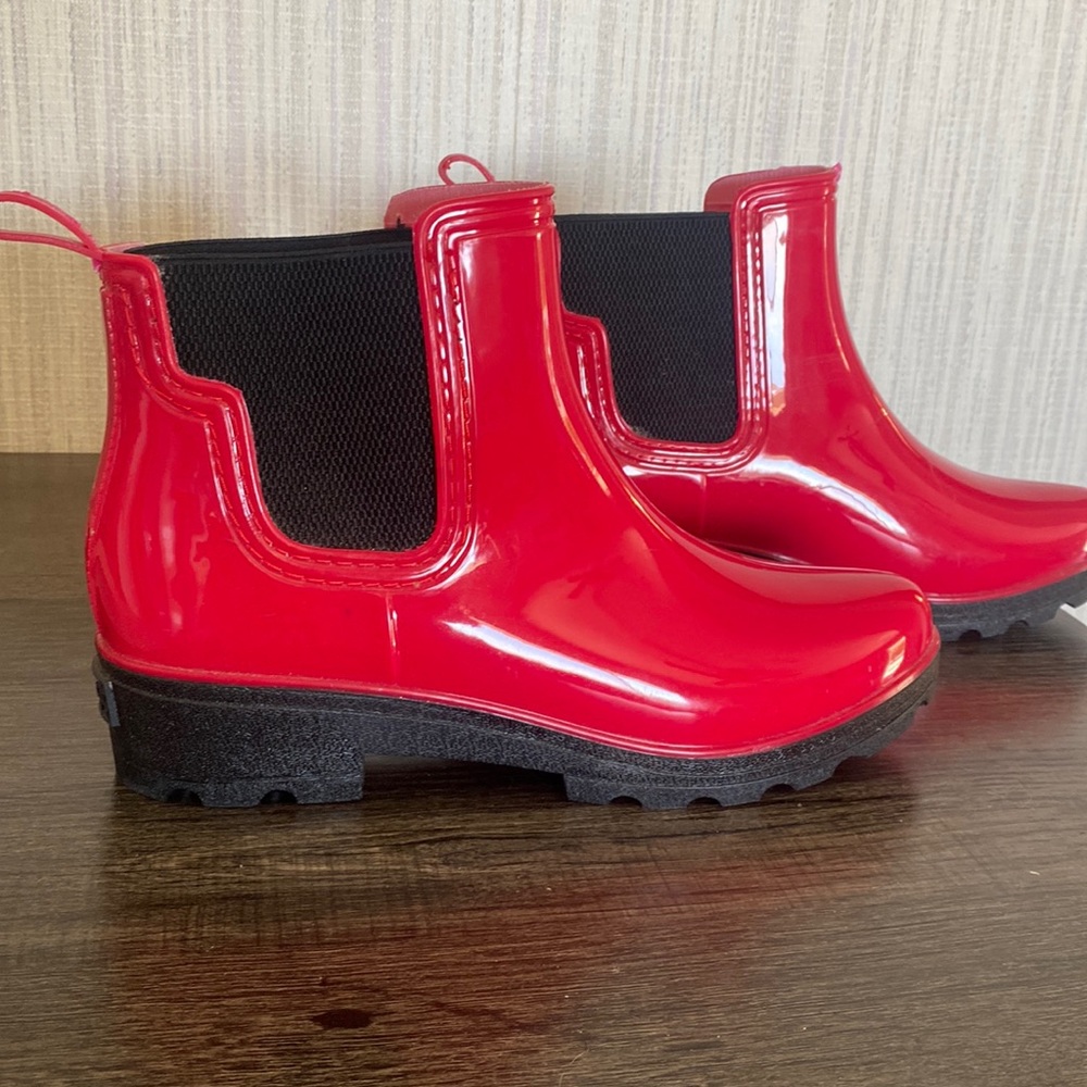 Red rain boots